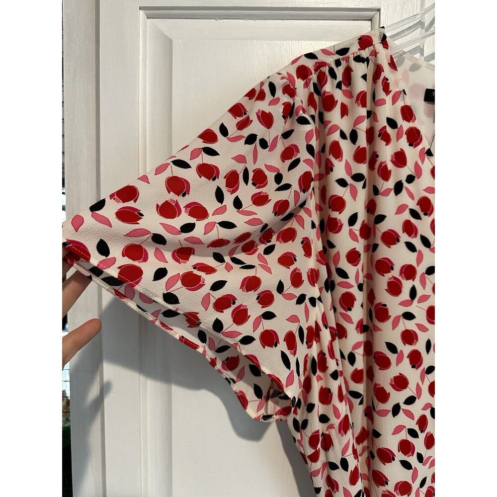 NEW Talbots Plus Cascade Wrap Midi Dress White Red Floral Size 24w Flowy Ruffle - Picture 3 of 10
